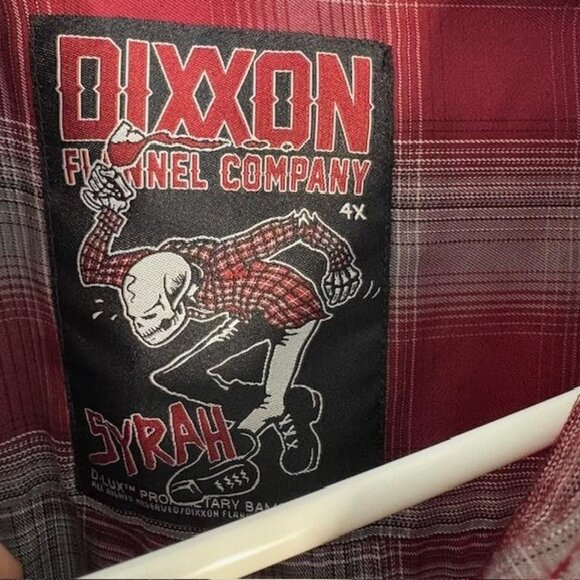 Dixxon Flannel Company Shirt Mens 4XL Red Gray Plaid Syrah Button Up Long Sleeve - Picture 3 of 7